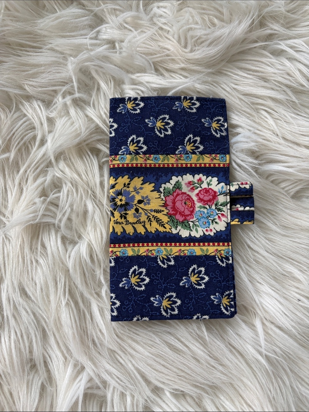 Vera Bradley Navy Floral Stripe Fabric Wallet Organizer